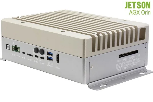 Máy tính AI biên AAEON BOXER-8640AI với Jetson AGX Orin, cổng nguồn terminal và khe thẻ nhớ